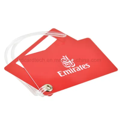 Cmyk Printing 2PCS Card Style PVC Plastic Luggage Tags with Loop Attached