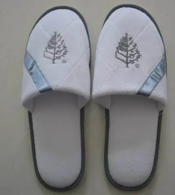 Cotton Velour Disposable SPA Hotel Slippers with Customized Logo