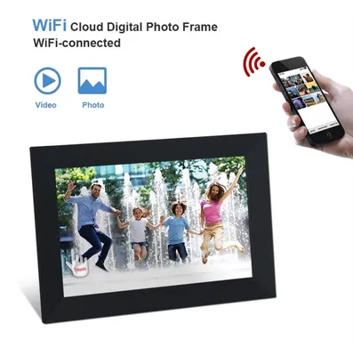 Amzon Hot Selling 10.1inch LCD WiFi Digital Photo Frame with Touchscreen Wood 1280*800