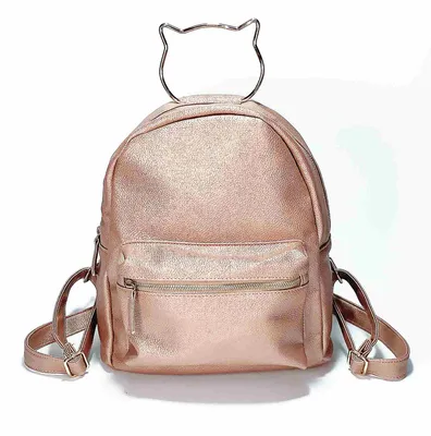Fashion Pebble Grain PU Ladies Backpack with Cat Handle Kid School Bag