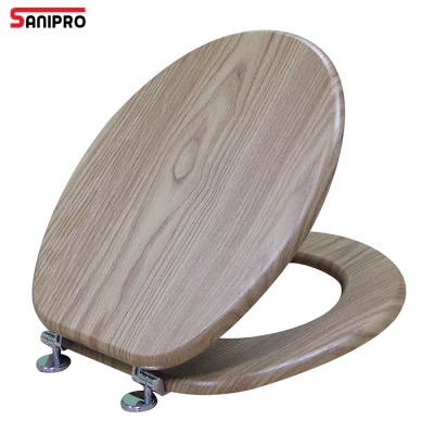 Sanipro Wholesale Luxury Slow Close Bamboo Wooden Round Toilet Seat Folding Squat Toilet Lid Cover for Bathroom