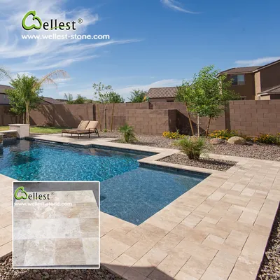 Hot Selling Cream Limestone Swimming Pool Tiles with Good Prices