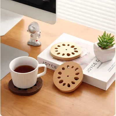 Laser Cut Coffee Cup Holder Factory Wooden Bamboo Coaster Tea Decorative Mat Coasters