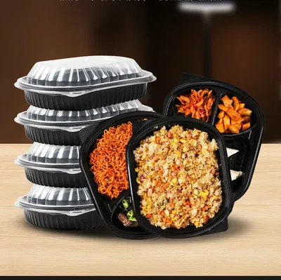 Food Grade PP Disposable Plastic Take Away Food One Compartment Lunch Box with Custom Printed