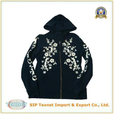 Lady's Terry Embroidery Hooded Jackets
