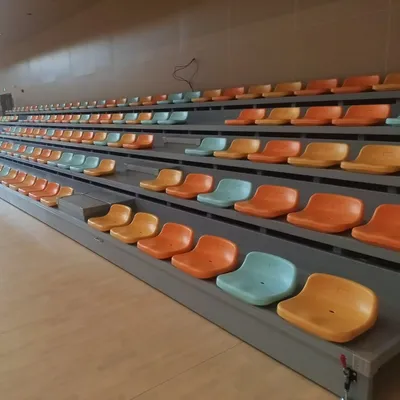 Space-Saving Retractable Bleacher Seating for Stadiums and Arenas