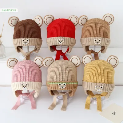 Baby Bonnet Winter Woolen Ear Protection Infant Hats Warmer Cap