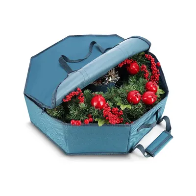 Reinforced 30 Inch Wreath Storage Bag with Dividers and Handles