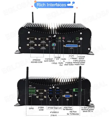 Eglobal New Fanless Mini Industrial PC Intel Core I5 5278u DDR3 6 COM 2 Lans 6 USB Windows10 Industrial Computer Series
