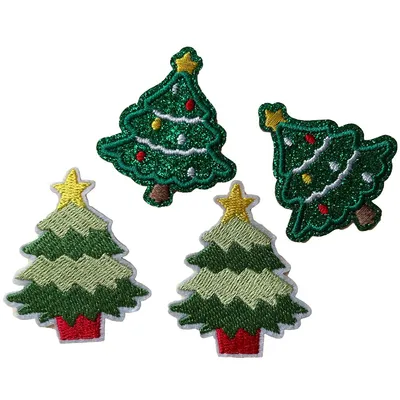 Custom Christmas Tree Applique Embroidered Patches Iron on Patch