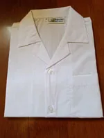 T/C 80/20 White Boys Short Sleeve Shirt with Open Neck