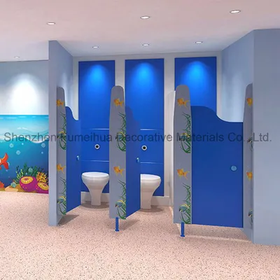 Wood Laminate HPL Toilet Partition Cubicles