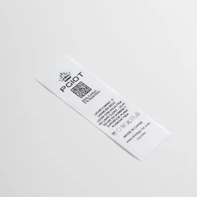 Digital Printing Cotton Care Label Garment Wash Label with Qrcode