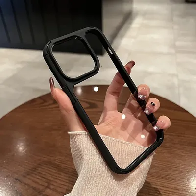 [Black Armor] Transparent Mobile Phone Case With Black Border Suitable For IPhone Series