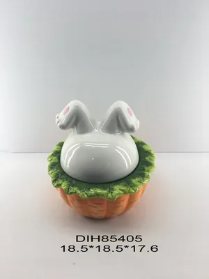 Ceramic Animal White Carrot Rabbit Box