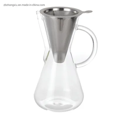 Pour Over Coffee Maker Glass Pot with Stainless Steel Filter