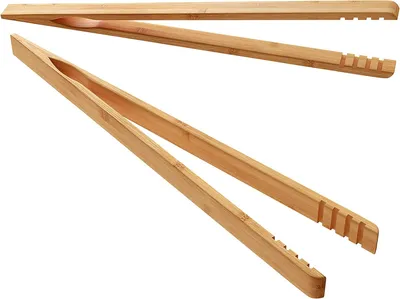 Bamboo Toast Tongs Wood Toaster Tongs with Anti-Slip Design, Tongs for Cooking with Cooking Oil Coating, Eco-Friendly