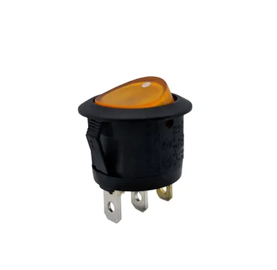 Spst on off 3 Pin Wiring Orange Lamp Round Rocker Switch
