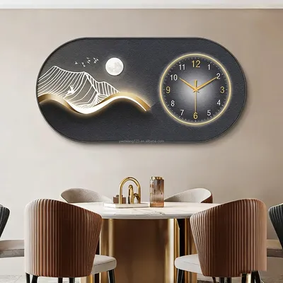 Modern LED Round Art Wall Clock Crystal Porcelain Wall Clock Painting