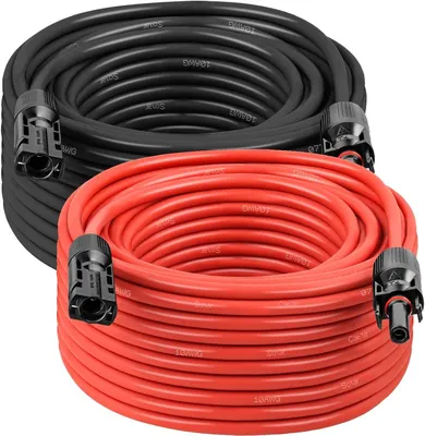 Powmr 10/12/15/20 Meters/Roll Red and Black 4mm2 Solar Panel Connection Cable PV System Wire Solar Cable