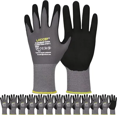 Loccef Safety Microfoam Nitrile Coated 15g Gray Nylon Spandex Work Gloves