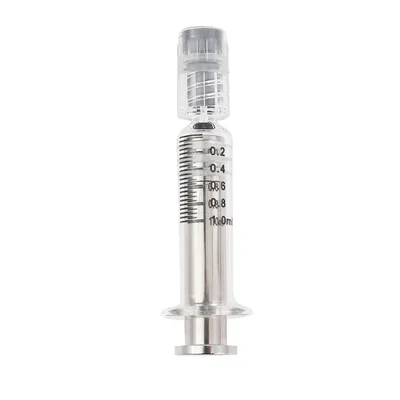1ml Luer Lock Glass Syringe with Silver Metal Plunger
