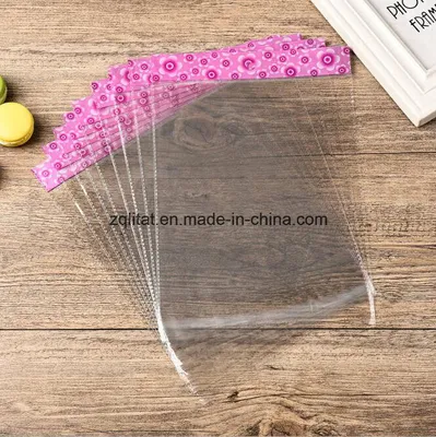 Customzied Transparent BOPP Plastic Gift Bag with Head Block / LDPE Rectangle Transparent Clear Cello Bag with Self-Adhesive