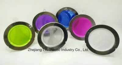 Plastic Plate, Disposable, Tableware, Tray, Dish, Colorful, PS, Transparent, Silver Rim Plate, PA-04