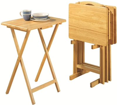 5-Piece Versatile Wooden TV Tray Table Set for Easy Use