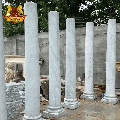 House Decorative Building Stone Pillars Natural Stone Greek Column Marble Roman Columns