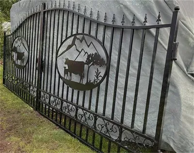 Garden Arch 16FT Wide Cow Arts Wrouhgt Iron Driveway Fence Gate