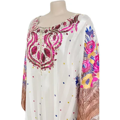 Bohemian Style Maxi Dress with Embroidery and Fringe Hemline Design Dress