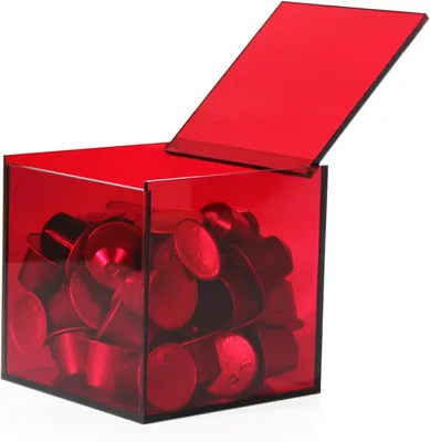 Anti Dust Coffee Capsule Neon Red Acrylic Storage Box with Flip Lid