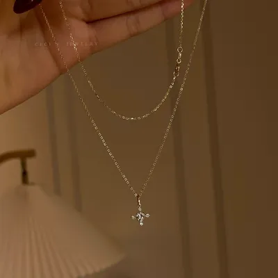 S925 Pure Silver Plated with 18K Gold Pendant Necklace Japanese Style Luxury Collar Chain for Women