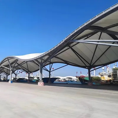 Large Span Column-Free Membrane Structure Landscape Shelter for Car Parking