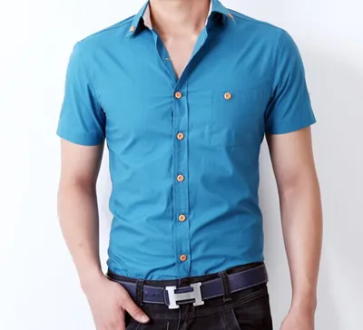 100% Cotton Leisure Short Sleeve Men's Shirt (WXM6690)