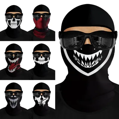 3D Balaclava Ski Motorcycle Full Face Mask Outdoor Tactical Hood Headwear Mask Ghosts for Halloween