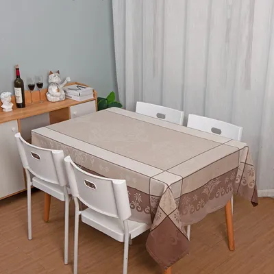 Premium Water-Resistant Polyester Tablecloth with Elegant Jacquard Design