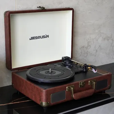 Tr103 HiFi Sound Quality Suitcase Turntable 3 Speed Vintage Vinyl Lp Record Player Gramophone