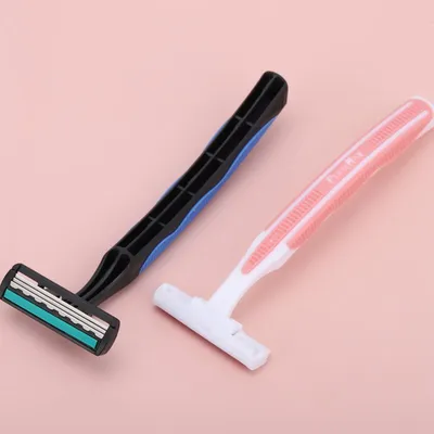 Twin Blade Stainless Steel Razor and Plastic Afeitadora Desechable