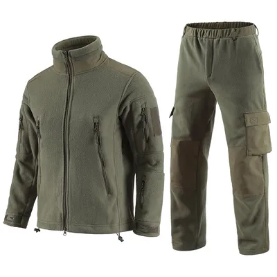 Esdy Outdoor Mens Tactical Jacket Camo Fleece Jacket Tactical Fleece Coat Pant