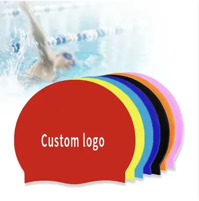 OEM Custom Logo Fashion Printed Suitable Seamless Hat Silicone Swimming Cap