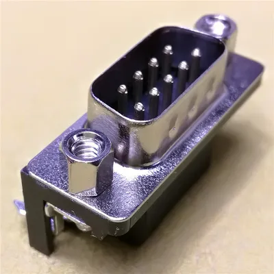 9pin Male Right Angle Fork Lock Black D-SUB Connector