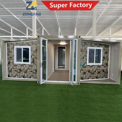 Steel Living Two Wing Expandable Folding Foldable Prefab Modular Container House Home Construction Holiday Home