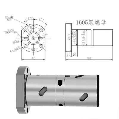Precision C7 Double Nut Dfu1605 Ball Screw