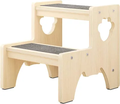 Wooden Safety Step Stool with Handle for Toddler Non-Slip Mat for Kitchen Bathroom Sink Potty Training School Learning Tower