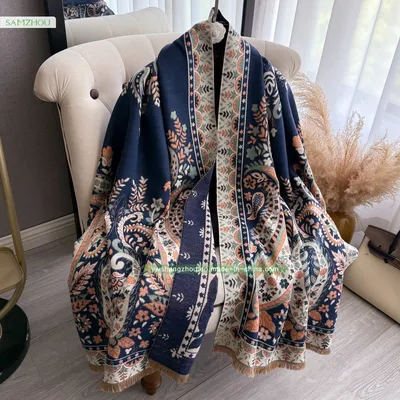 Ethnic-Style Printed Jacquard Scarf Paisley Cashmere Shawl Female Winter