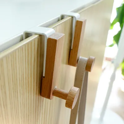 Metal Towel Hooks Wood Clothes Organizer Coat Over Door Hook