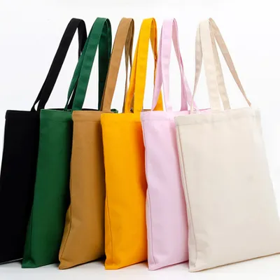 Wholesale Custom Logo Blank Reusable Canvas Bag Ladies Fashion Shopping Bag Canvas Tote Bags