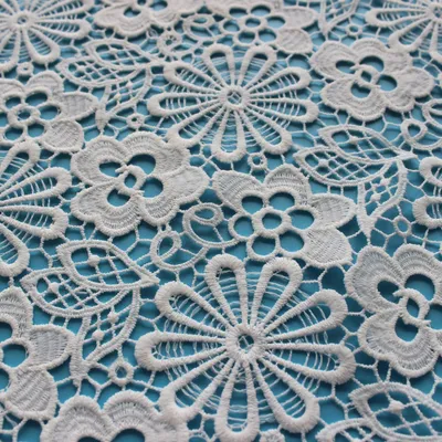 White Water-Soluble Embroidery Lace Fabric with High Quality and Price
